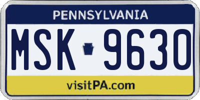 PA license plate MSK9630