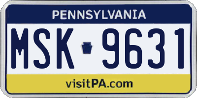 PA license plate MSK9631