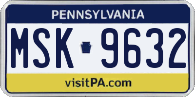 PA license plate MSK9632