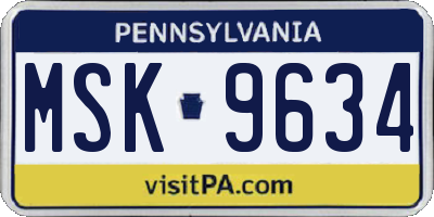 PA license plate MSK9634