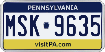 PA license plate MSK9635