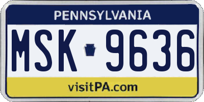 PA license plate MSK9636