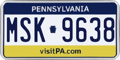 PA license plate MSK9638
