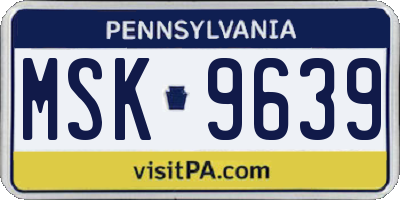 PA license plate MSK9639