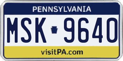 PA license plate MSK9640
