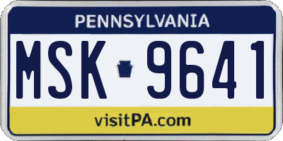 PA license plate MSK9641