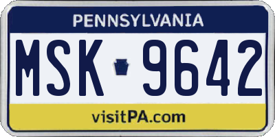 PA license plate MSK9642
