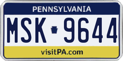 PA license plate MSK9644