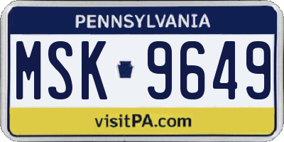 PA license plate MSK9649