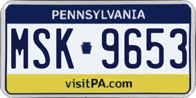 PA license plate MSK9653