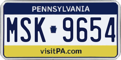 PA license plate MSK9654