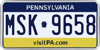 PA license plate MSK9658