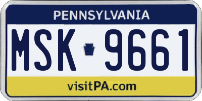 PA license plate MSK9661