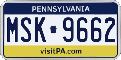 PA license plate MSK9662