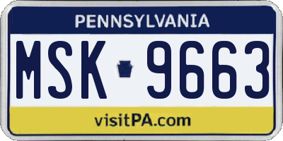 PA license plate MSK9663