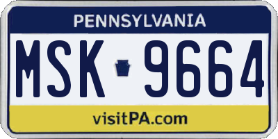 PA license plate MSK9664