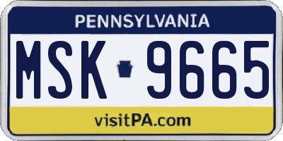 PA license plate MSK9665