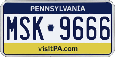 PA license plate MSK9666