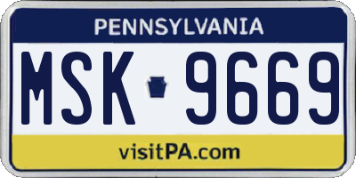 PA license plate MSK9669