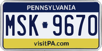 PA license plate MSK9670