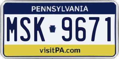 PA license plate MSK9671