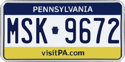 PA license plate MSK9672