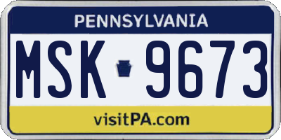 PA license plate MSK9673