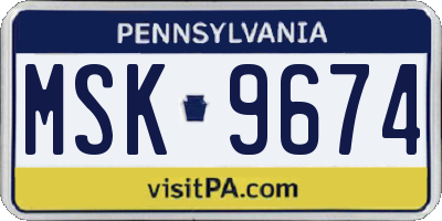 PA license plate MSK9674