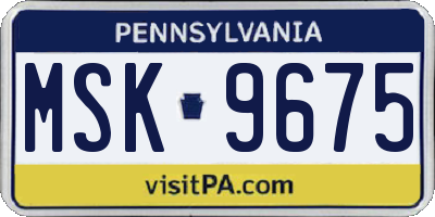 PA license plate MSK9675