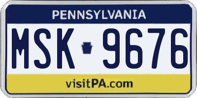 PA license plate MSK9676