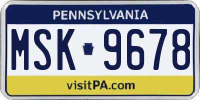 PA license plate MSK9678