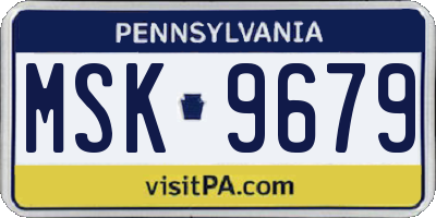 PA license plate MSK9679
