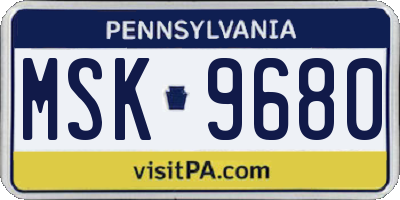 PA license plate MSK9680