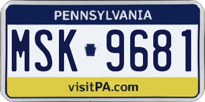 PA license plate MSK9681