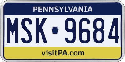PA license plate MSK9684