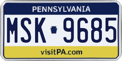 PA license plate MSK9685