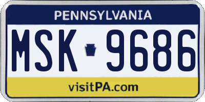 PA license plate MSK9686