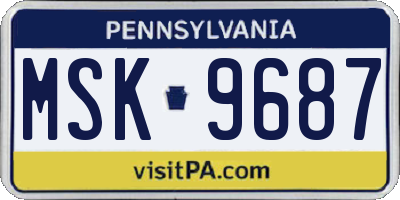 PA license plate MSK9687