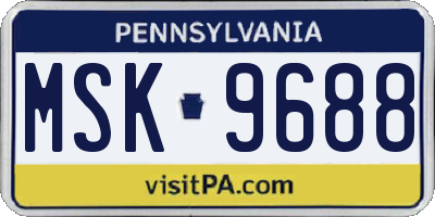 PA license plate MSK9688