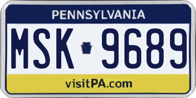 PA license plate MSK9689