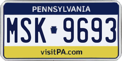 PA license plate MSK9693