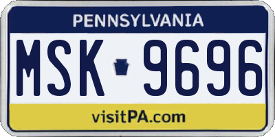 PA license plate MSK9696