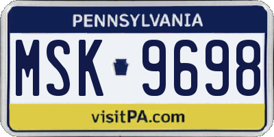 PA license plate MSK9698
