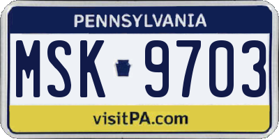 PA license plate MSK9703