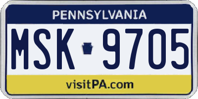 PA license plate MSK9705