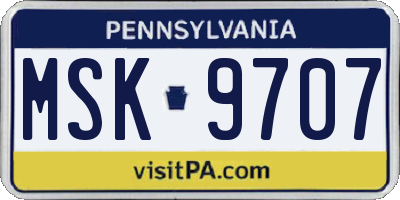 PA license plate MSK9707