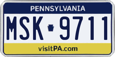 PA license plate MSK9711