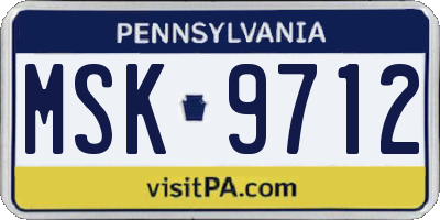 PA license plate MSK9712