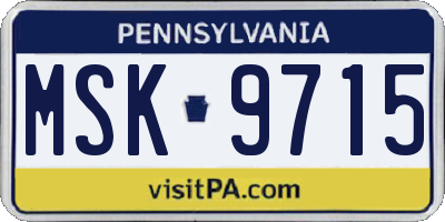 PA license plate MSK9715