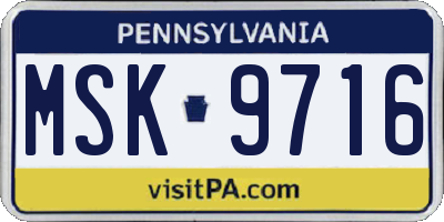 PA license plate MSK9716